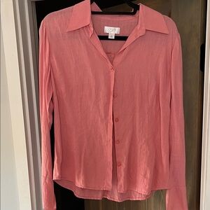 LOFT Women's Pink Button-Down Blouse
